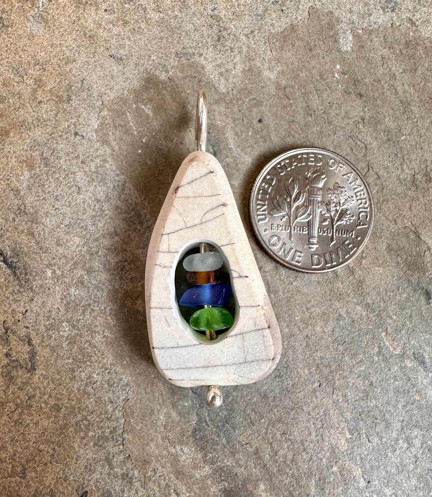 Glass within Pottery Lake Erie Beach Glass Pendant