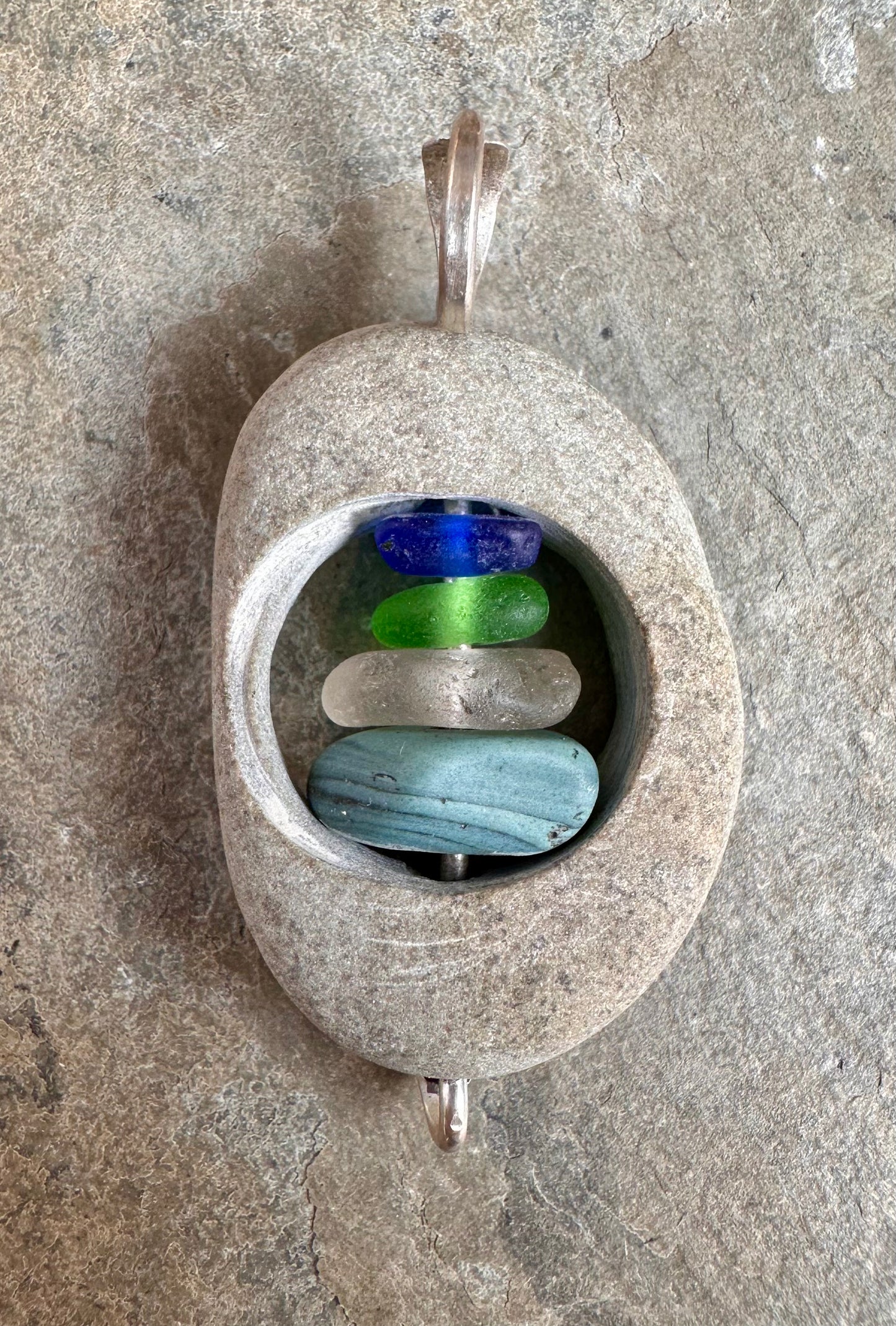 Glass within Stone Beach Glass Pendant