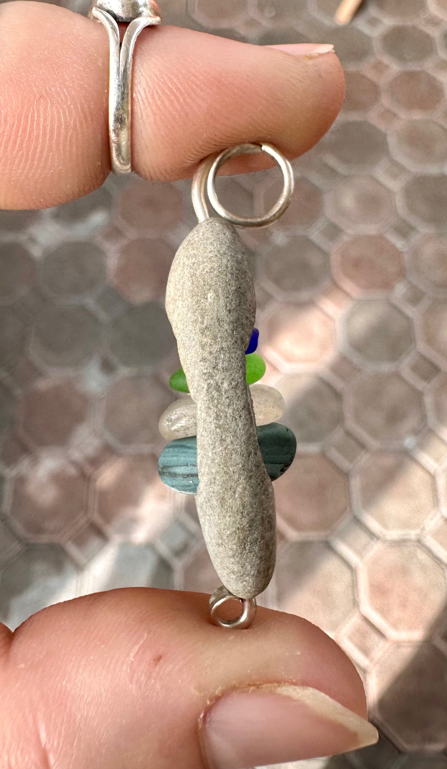 Glass within Stone Beach Glass Pendant