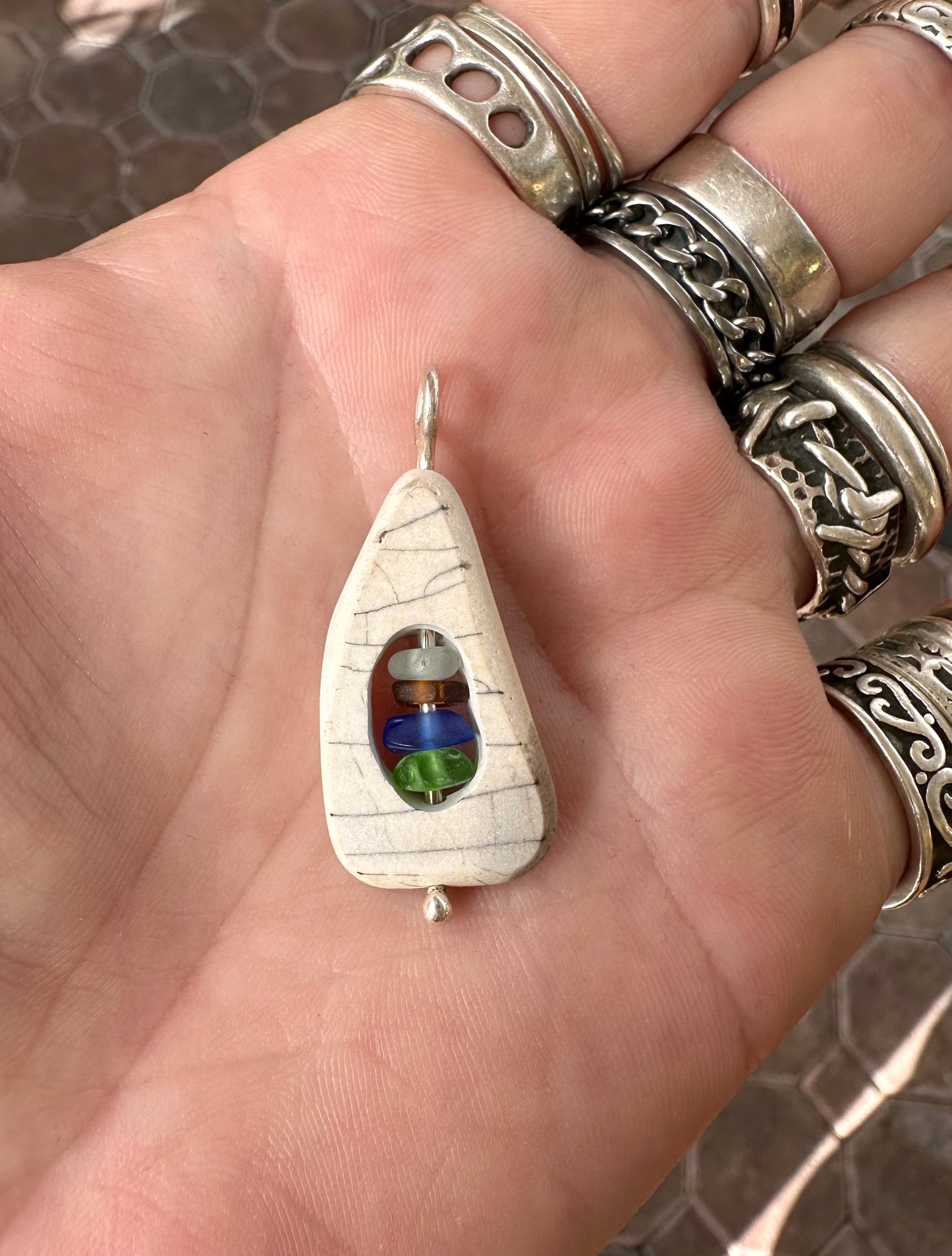 Glass within Pottery Lake Erie Beach Glass Pendant