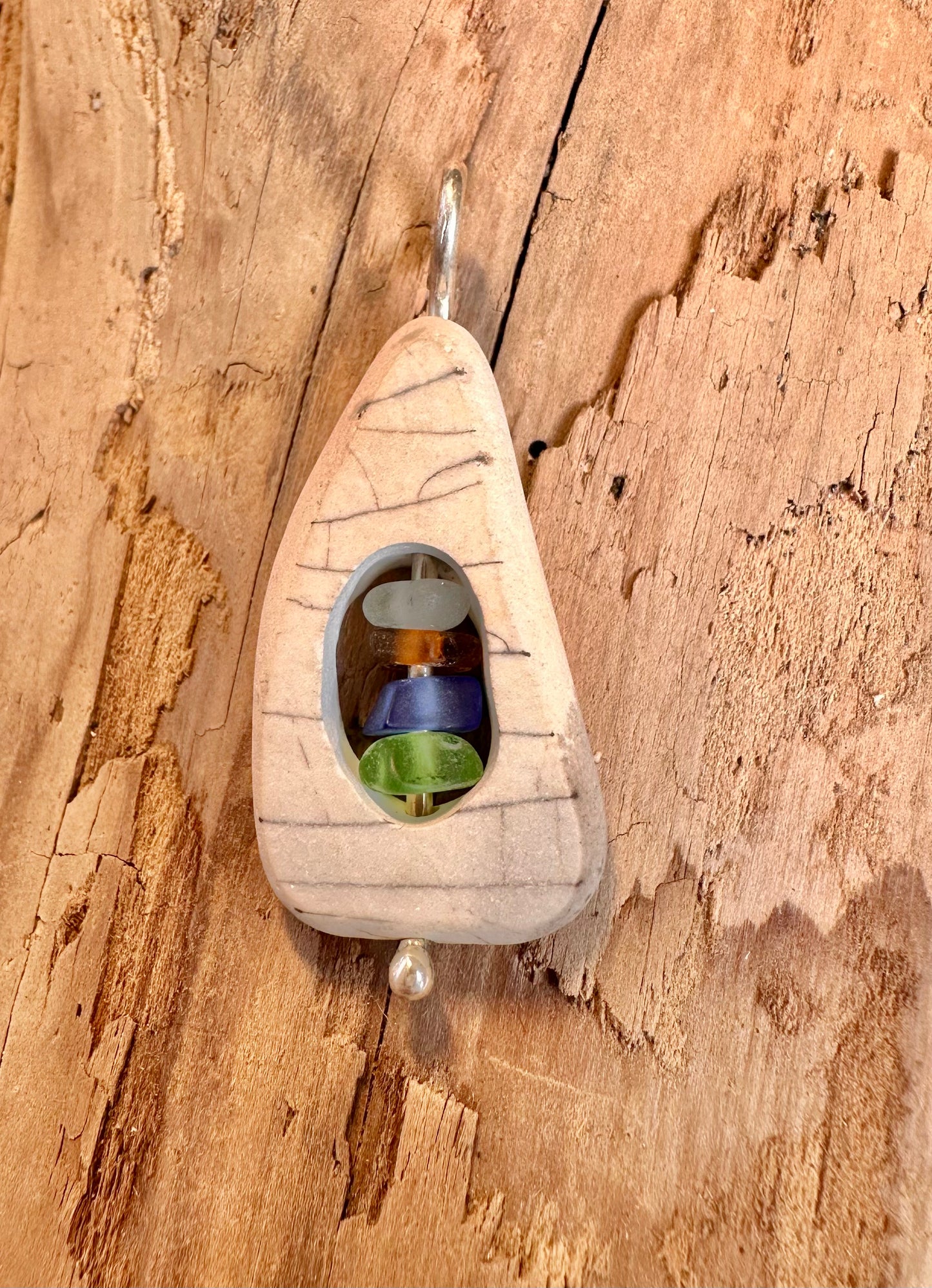Glass within Pottery Lake Erie Beach Glass Pendant