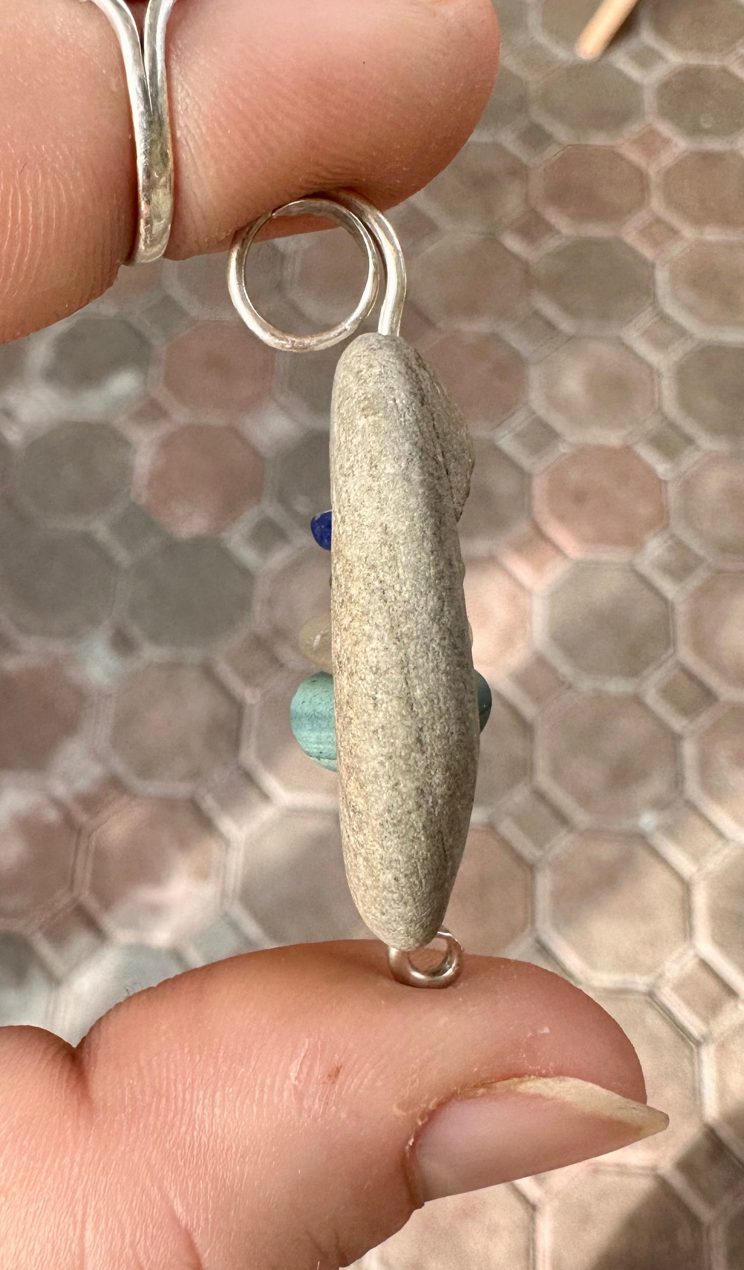 Glass within Stone Beach Glass Pendant