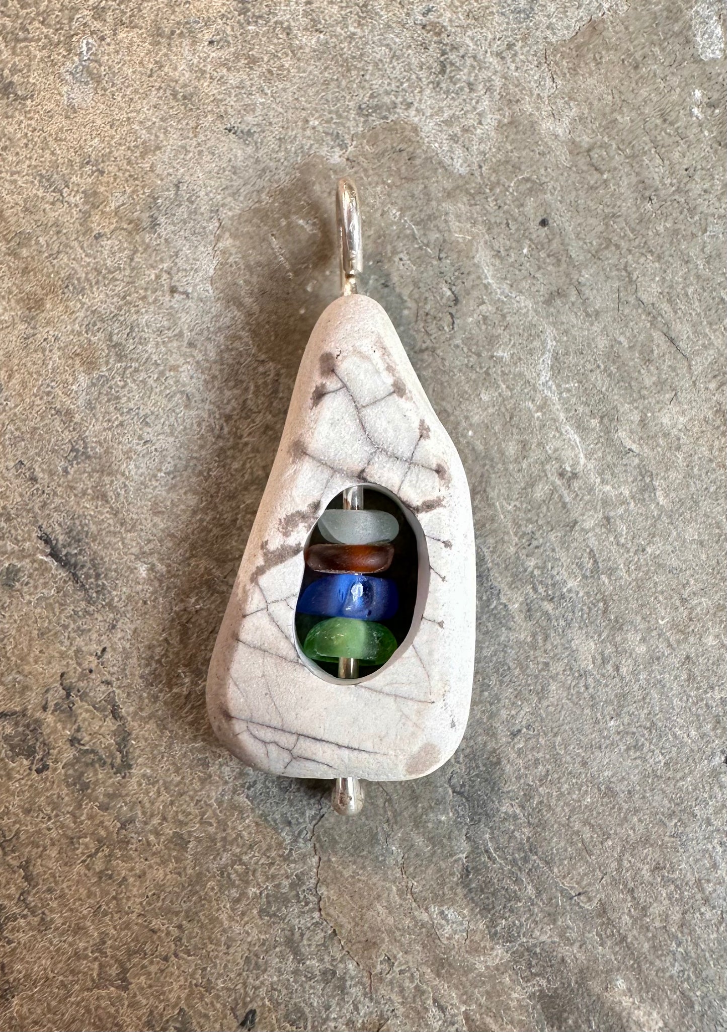 Glass within Pottery Lake Erie Beach Glass Pendant