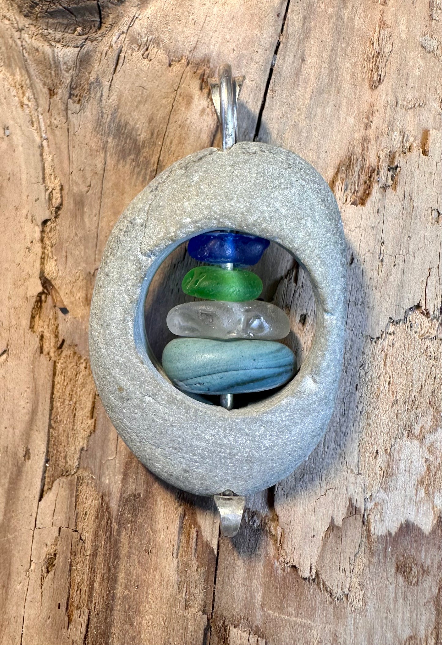 Glass within Stone Beach Glass Pendant