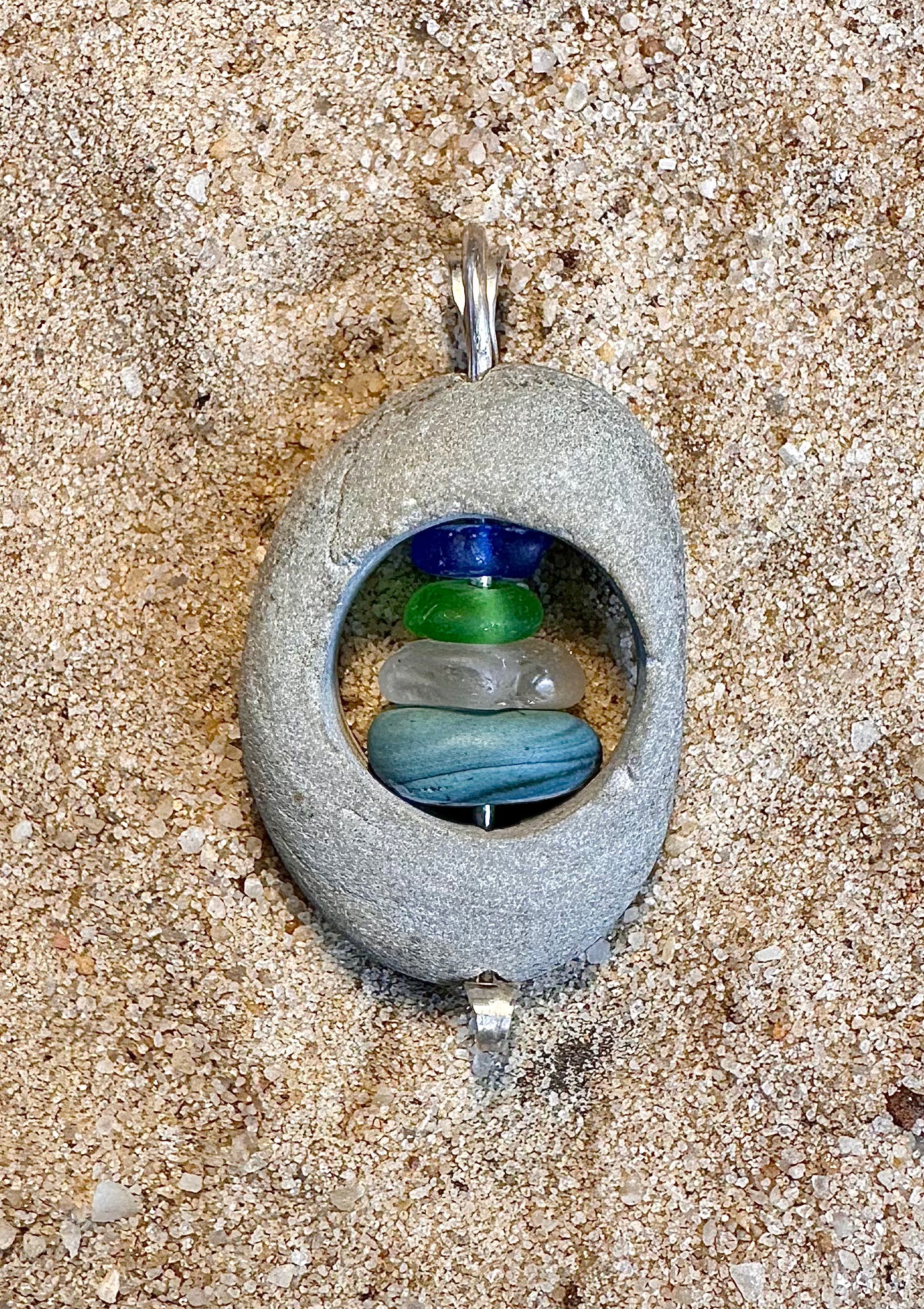Glass within Stone Beach Glass Pendant