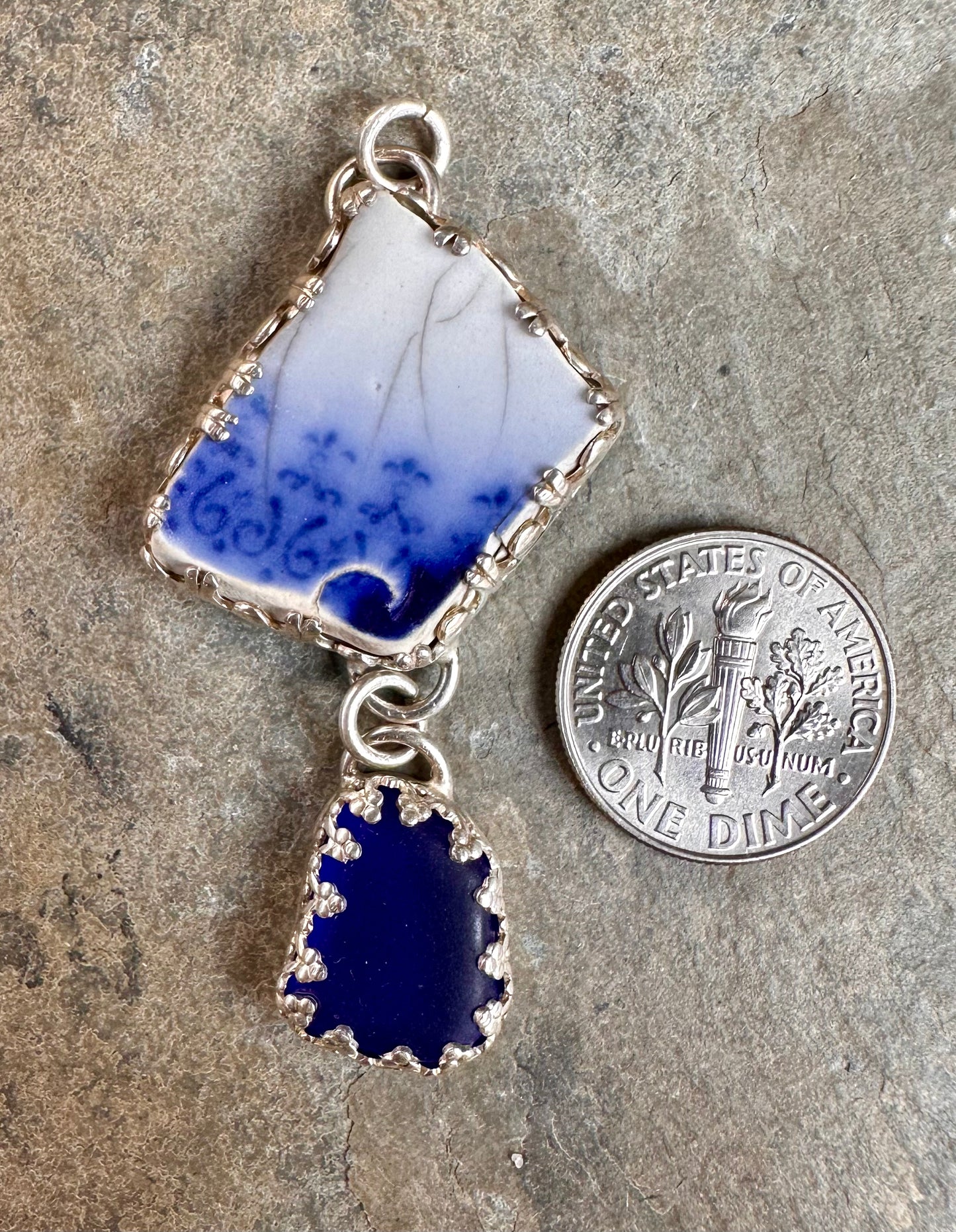 Lake Erie Pottery and Beach Glass Pendant