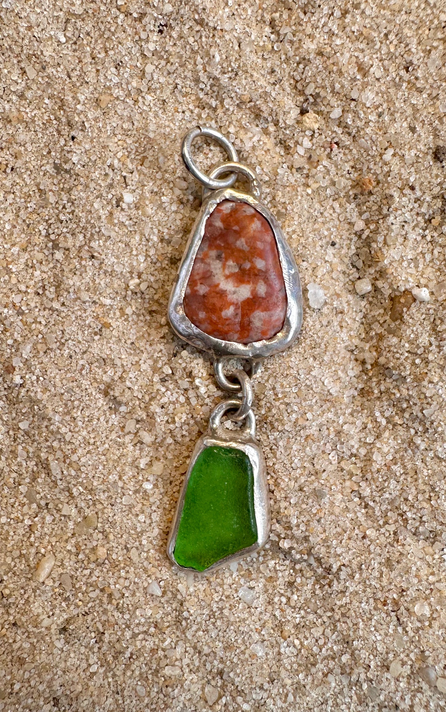 Lake Erie Beach Stone and Glass Pendant