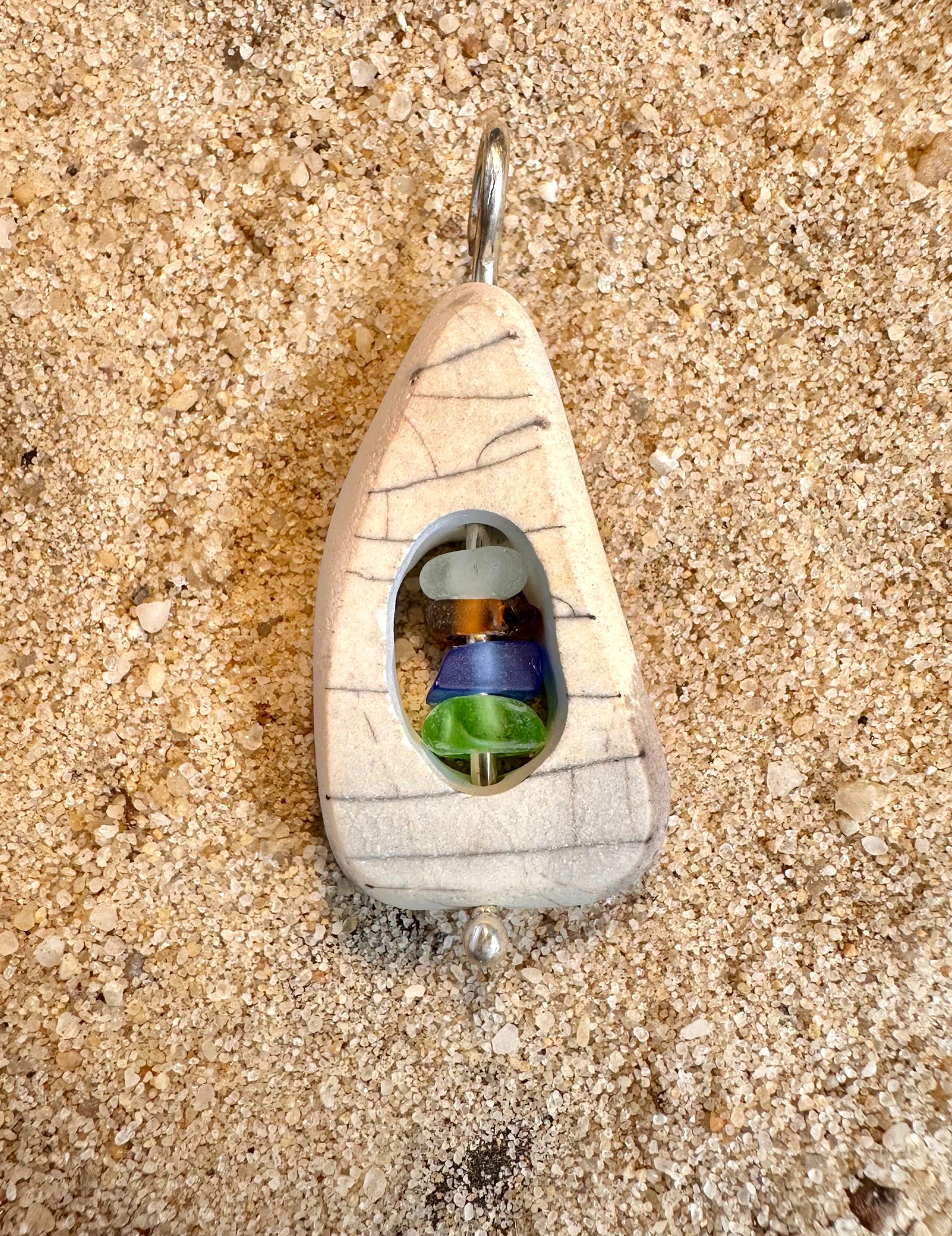 Glass within Pottery Lake Erie Beach Glass Pendant