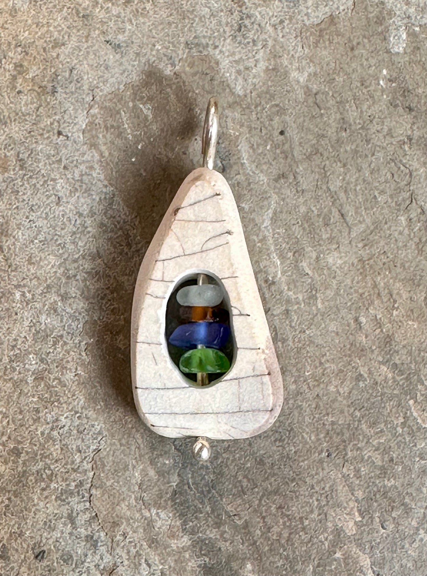 Glass within Pottery Lake Erie Beach Glass Pendant