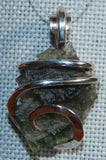 Moldavite in Sterling Silver Tension Wrapped Pendant