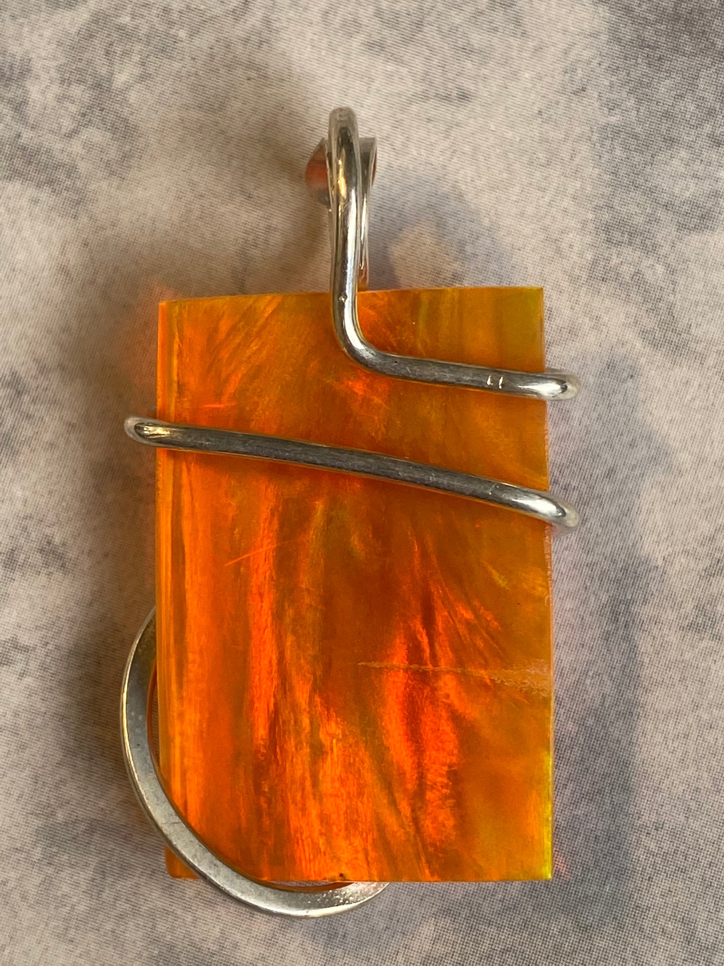 Aurora Borealis Opal in Sterling Silver Tension Wrapped Pendant