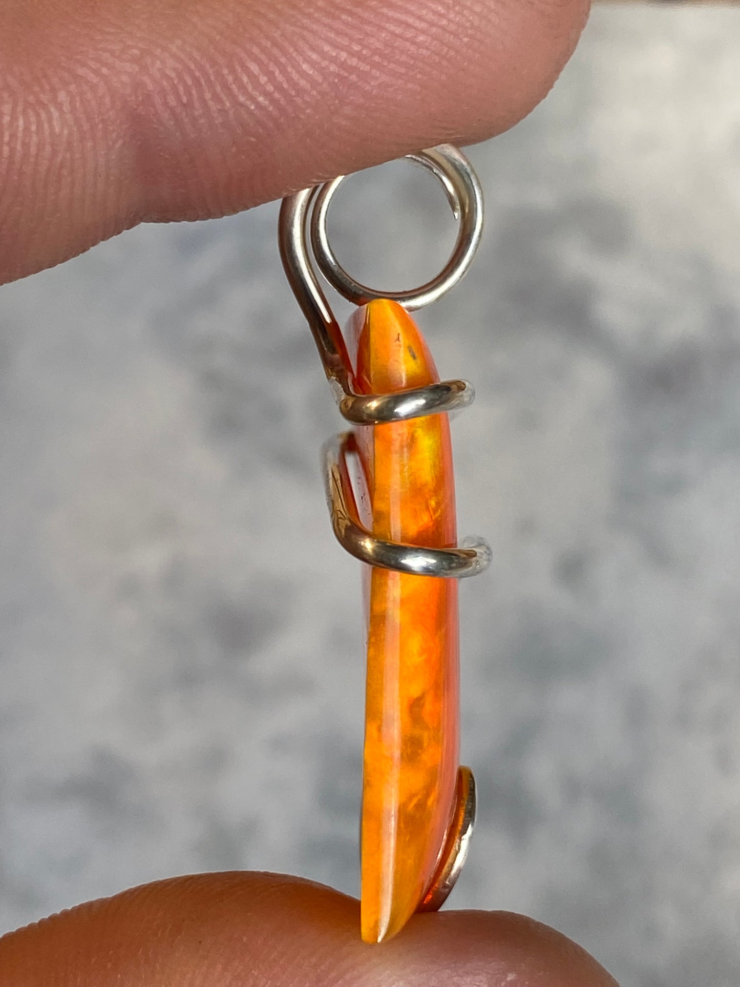 Aurora Borealis Opal in Sterling Silver Tension Wrapped Pendant