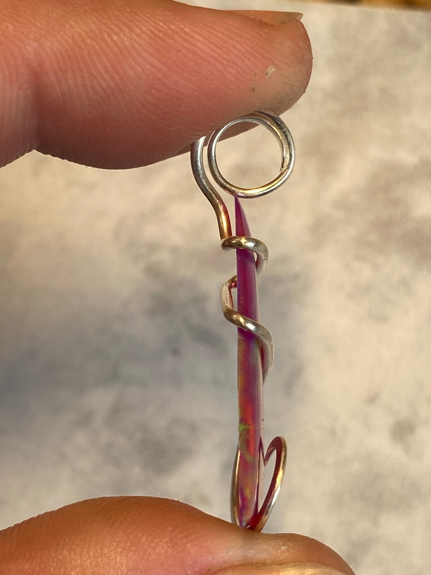 Aurora Borealis Opal in Sterling Silver Tension Wrapped Pendant