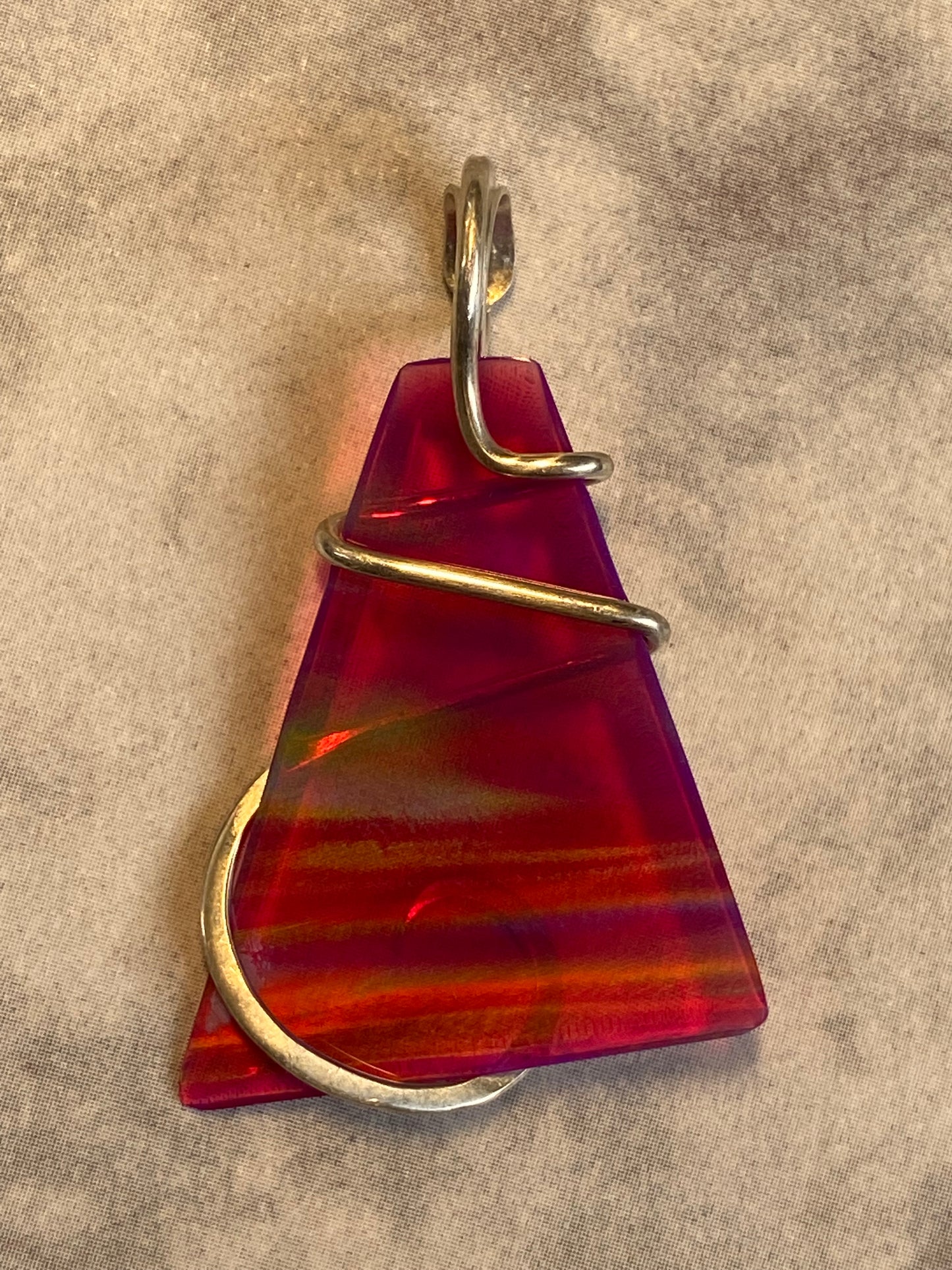 Aurora Borealis Opal in Sterling Silver Tension Wrapped Pendant
