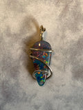 Opal Triplet in Sterling Silver Tension Wrapped Pendant