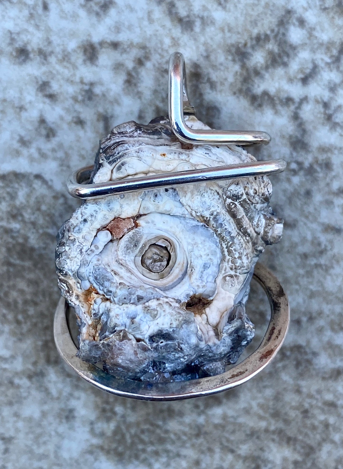 Titanium Infused Druzy in Sterling Silver Tension Wrapped Pendant
