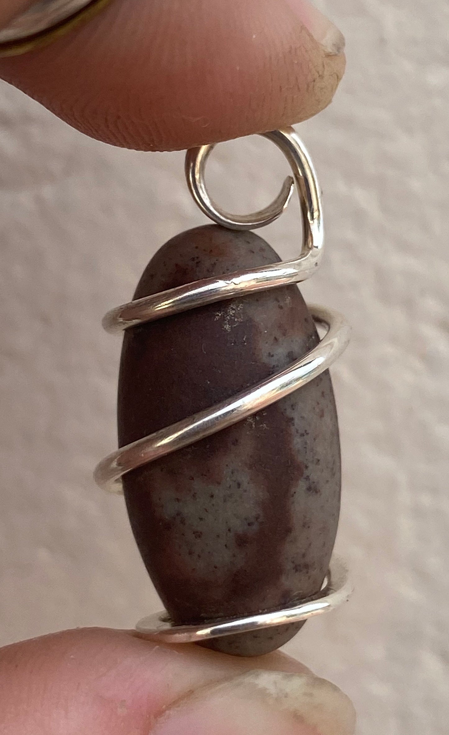 Shiva Lingam in Sterling Silver Tension Wrapped Pendant