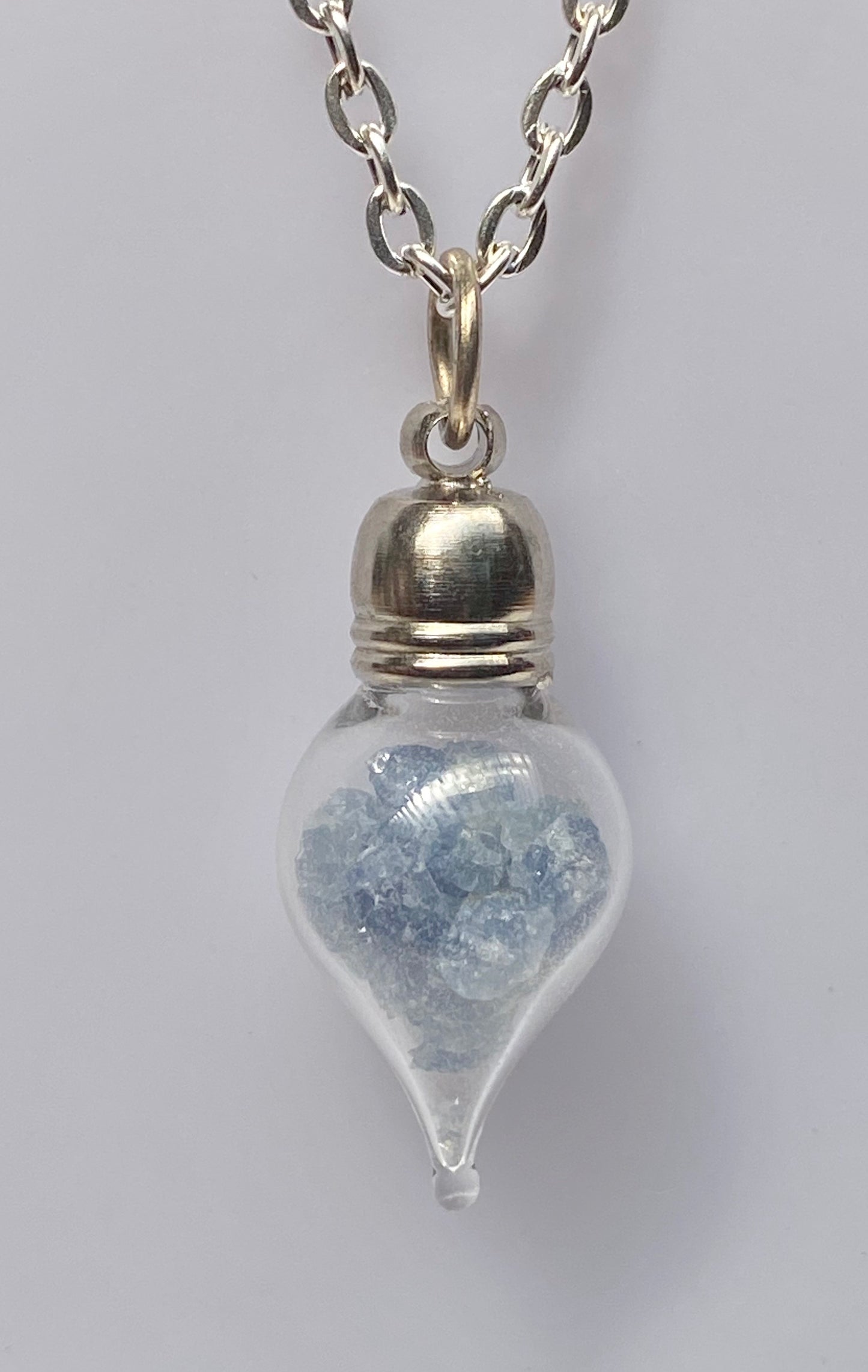 September Birthstone Sapphire Glass Vial Pendant