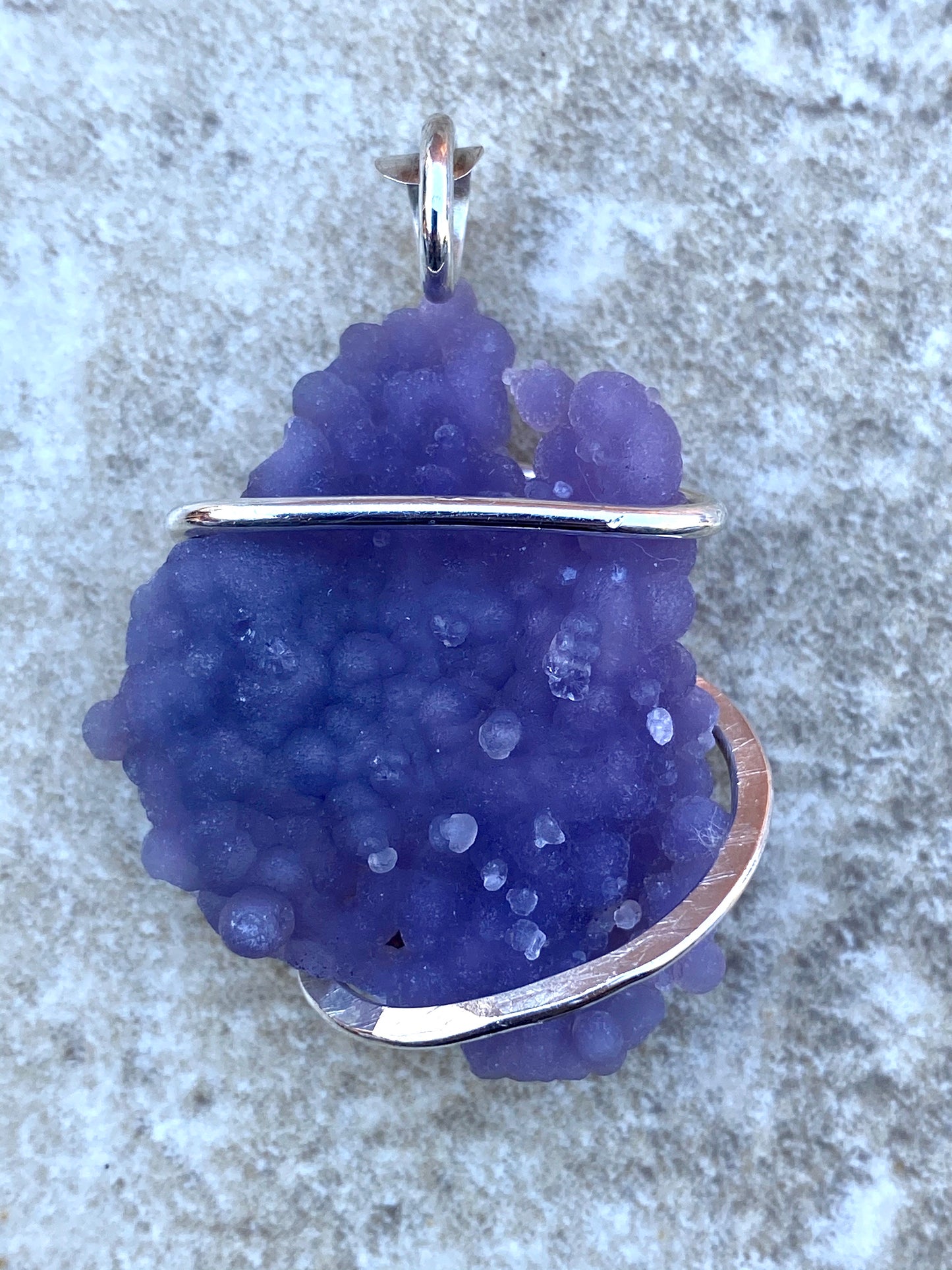 Grape Agate in Sterling Silver Tension Wrapped Pendant