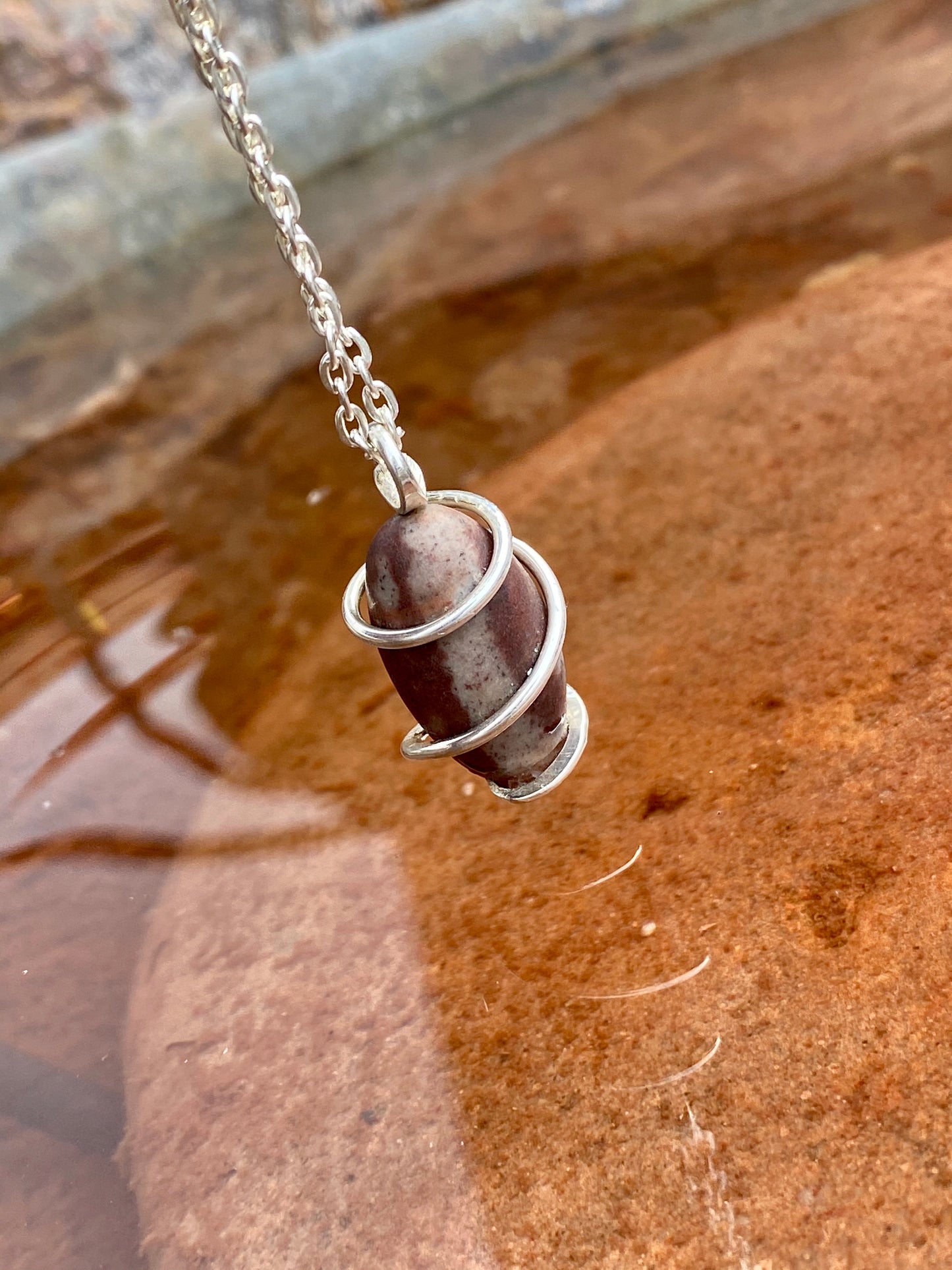 Shiva Lingam in Sterling Silver Tension Wrapped Pendant