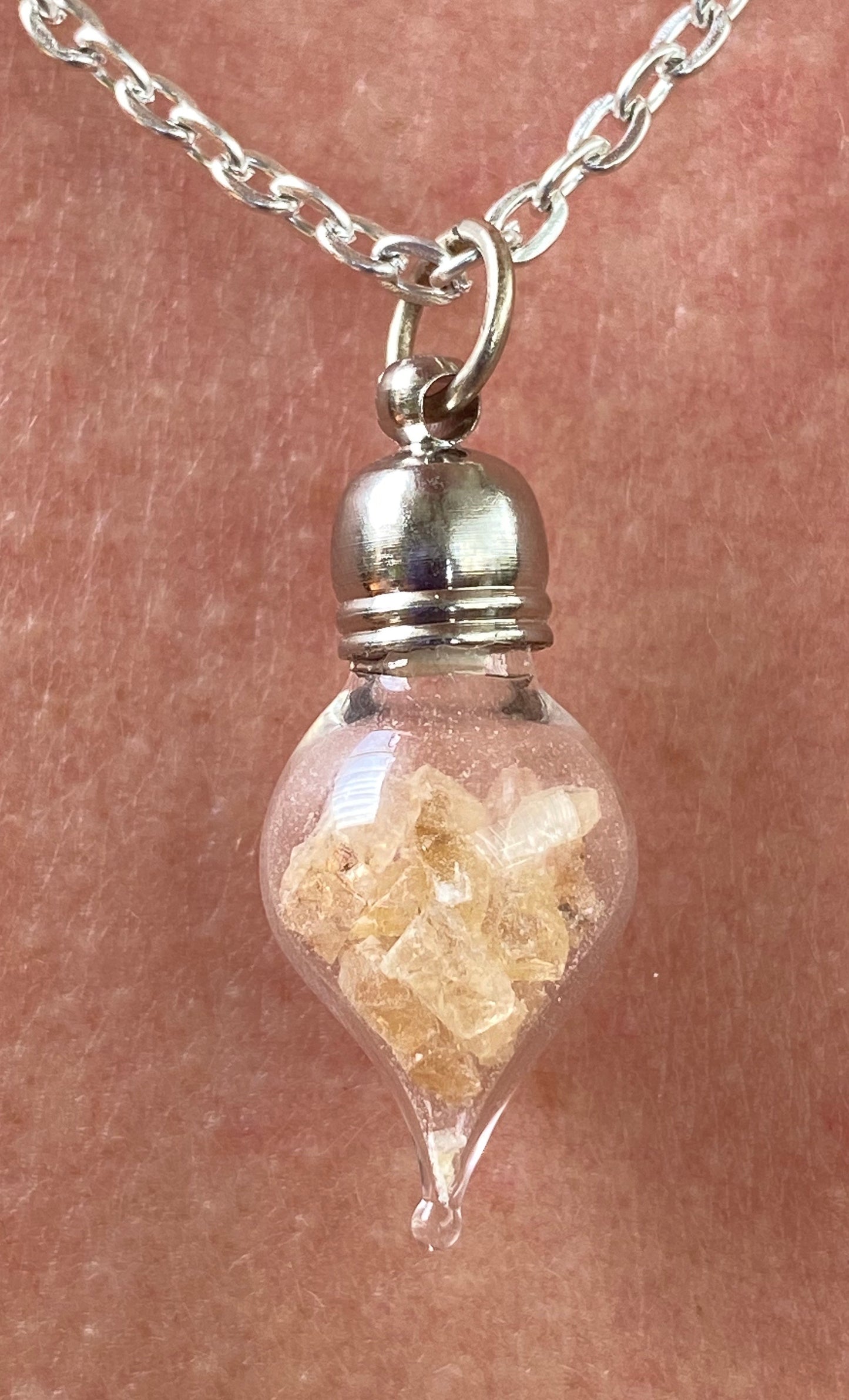 November Birthstone Imperial Topaz Glass Vial Pendant