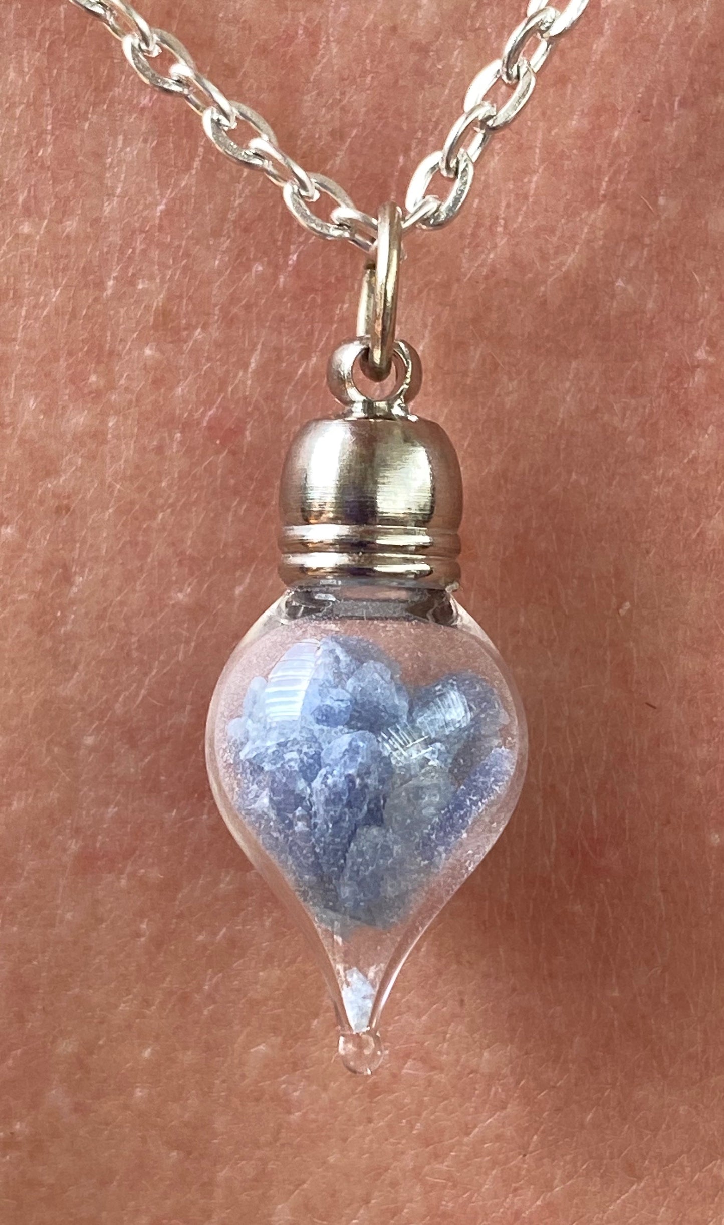 September Birthstone Sapphire Glass Vial Pendant