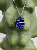 Azurite Druzy in Sterling Silver Tension Wrapped Pendant