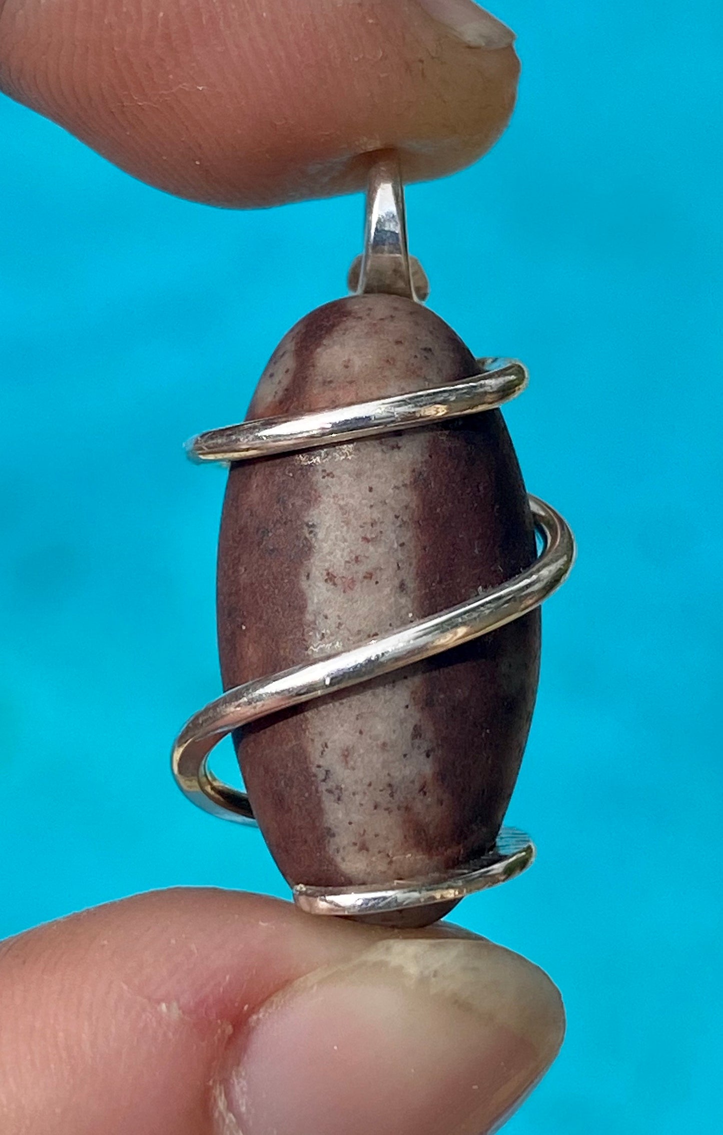 Shiva Lingam in Sterling Silver Tension Wrapped Pendant
