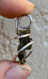 Moldavite in Sterling Silver Tension Wrapped Pendant