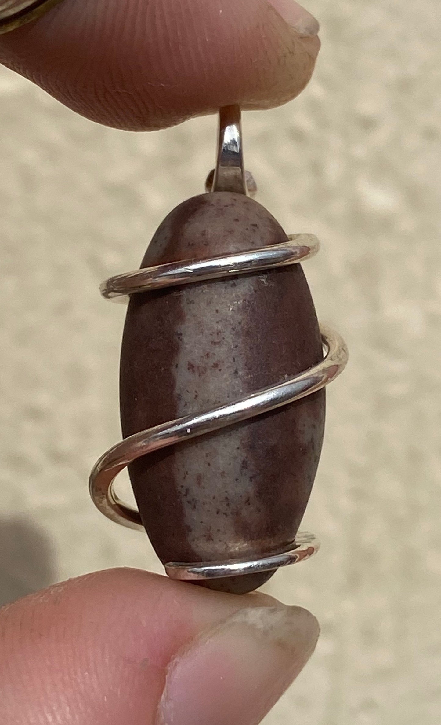 Shiva Lingam in Sterling Silver Tension Wrapped Pendant