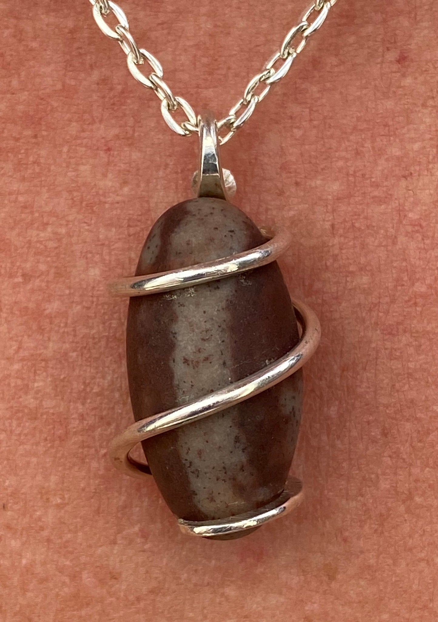 Shiva Lingam in Sterling Silver Tension Wrapped Pendant