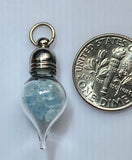 March Birthstone Aquamarine Glass Vial Pendant