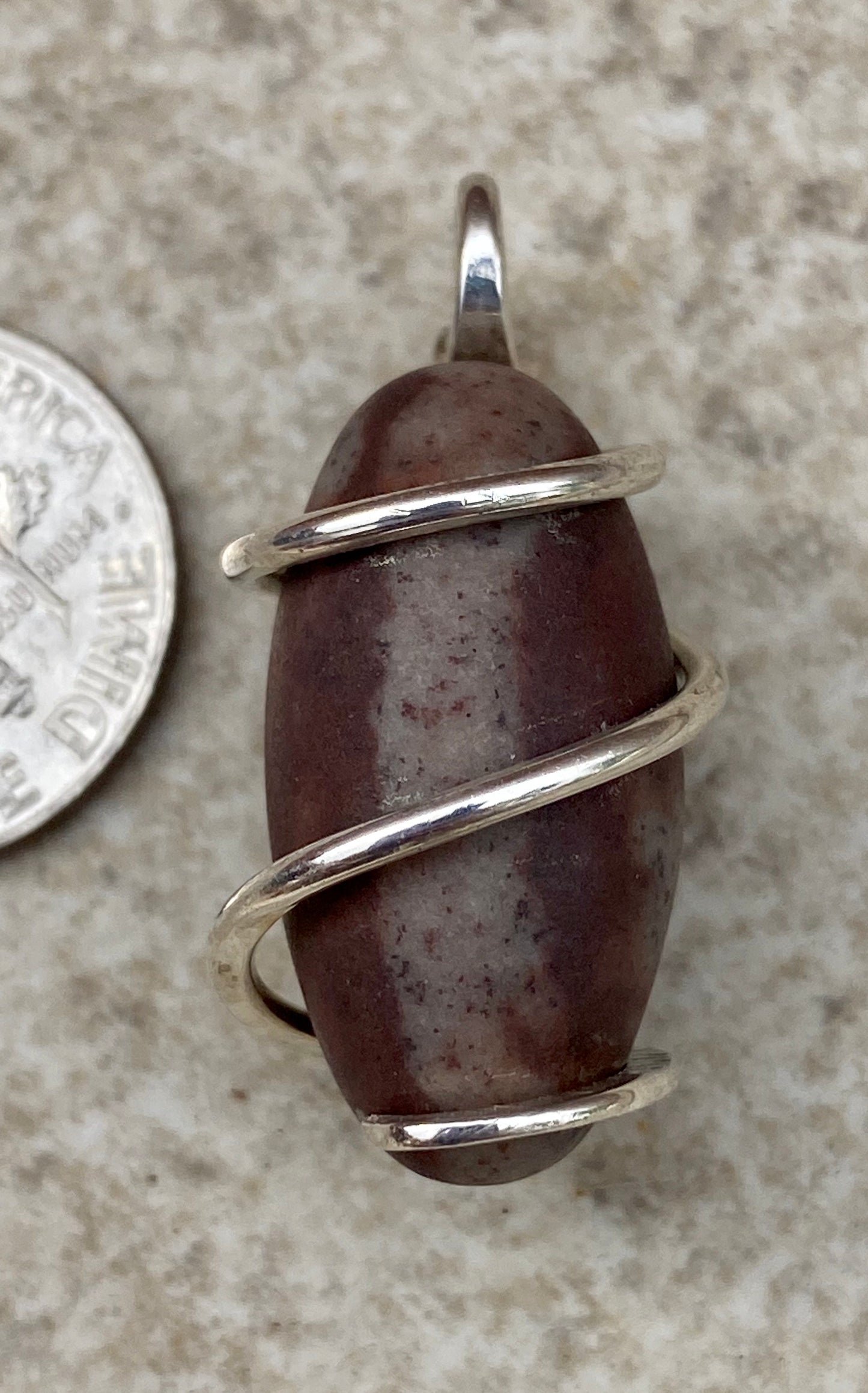 Shiva Lingam in Sterling Silver Tension Wrapped Pendant