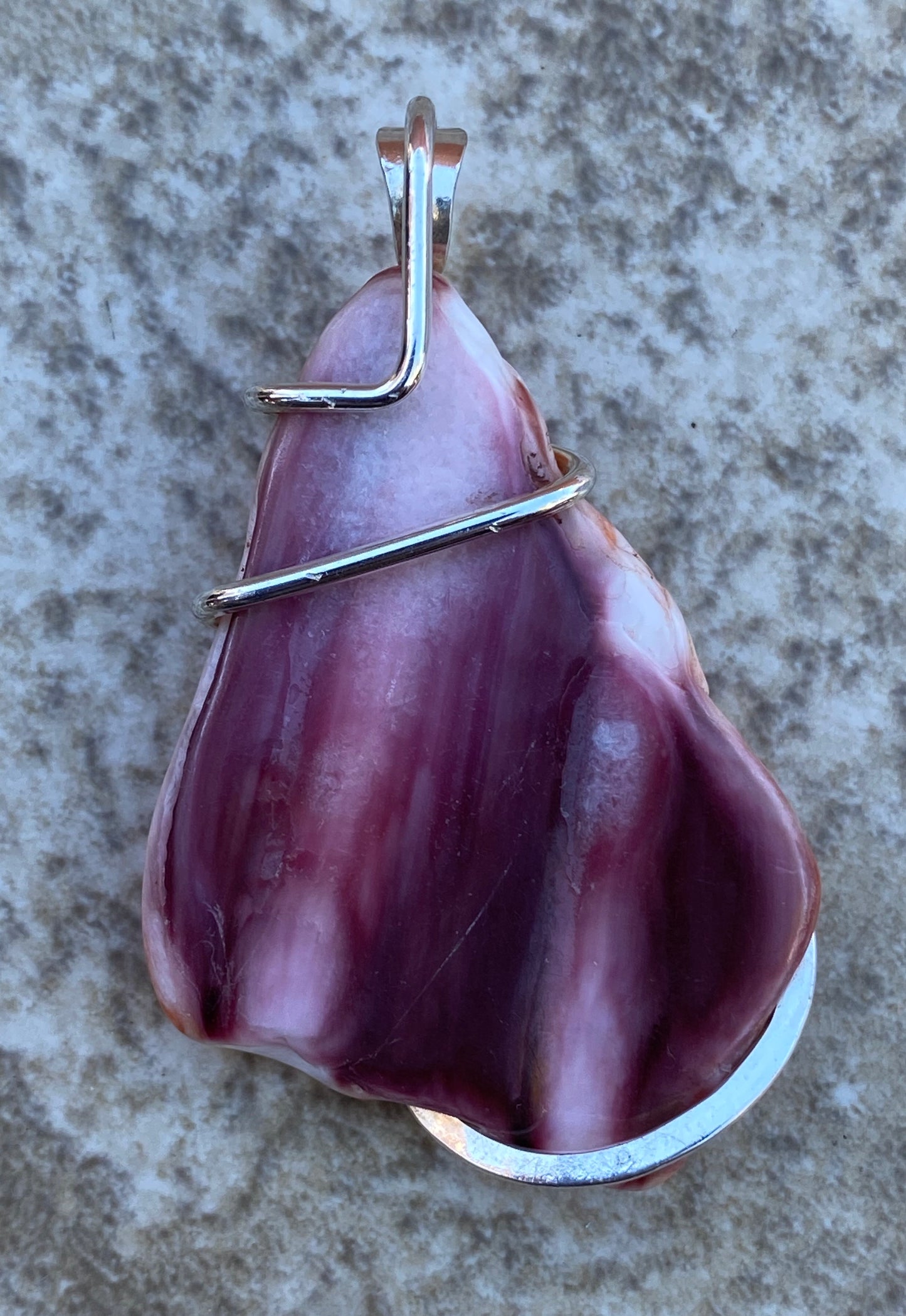 Spiny Oyster Shell in Sterling Silver Tension Wrapped Pendant