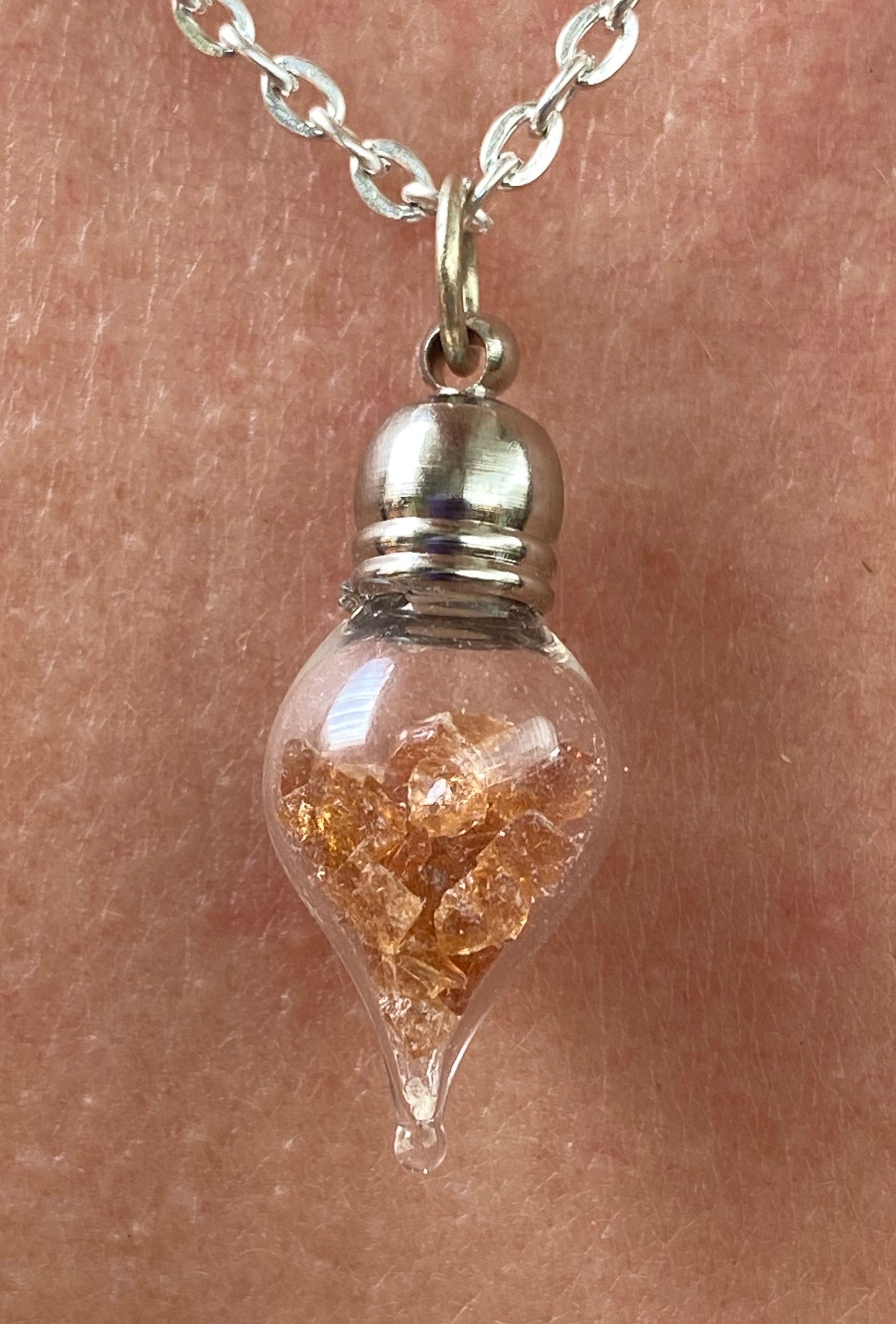 January Birthstone Garnet Glass Vial Pendant