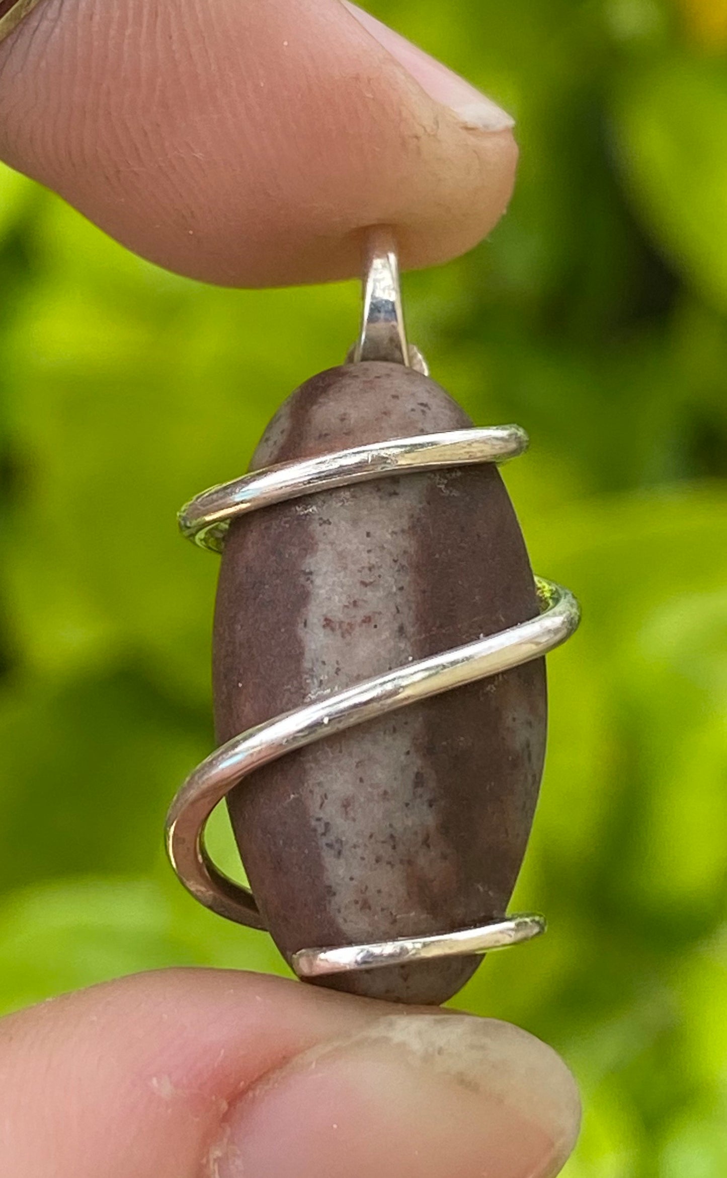 Shiva Lingam in Sterling Silver Tension Wrapped Pendant
