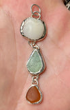Lake Erie Beach Glass Pendant with Lucky Stone