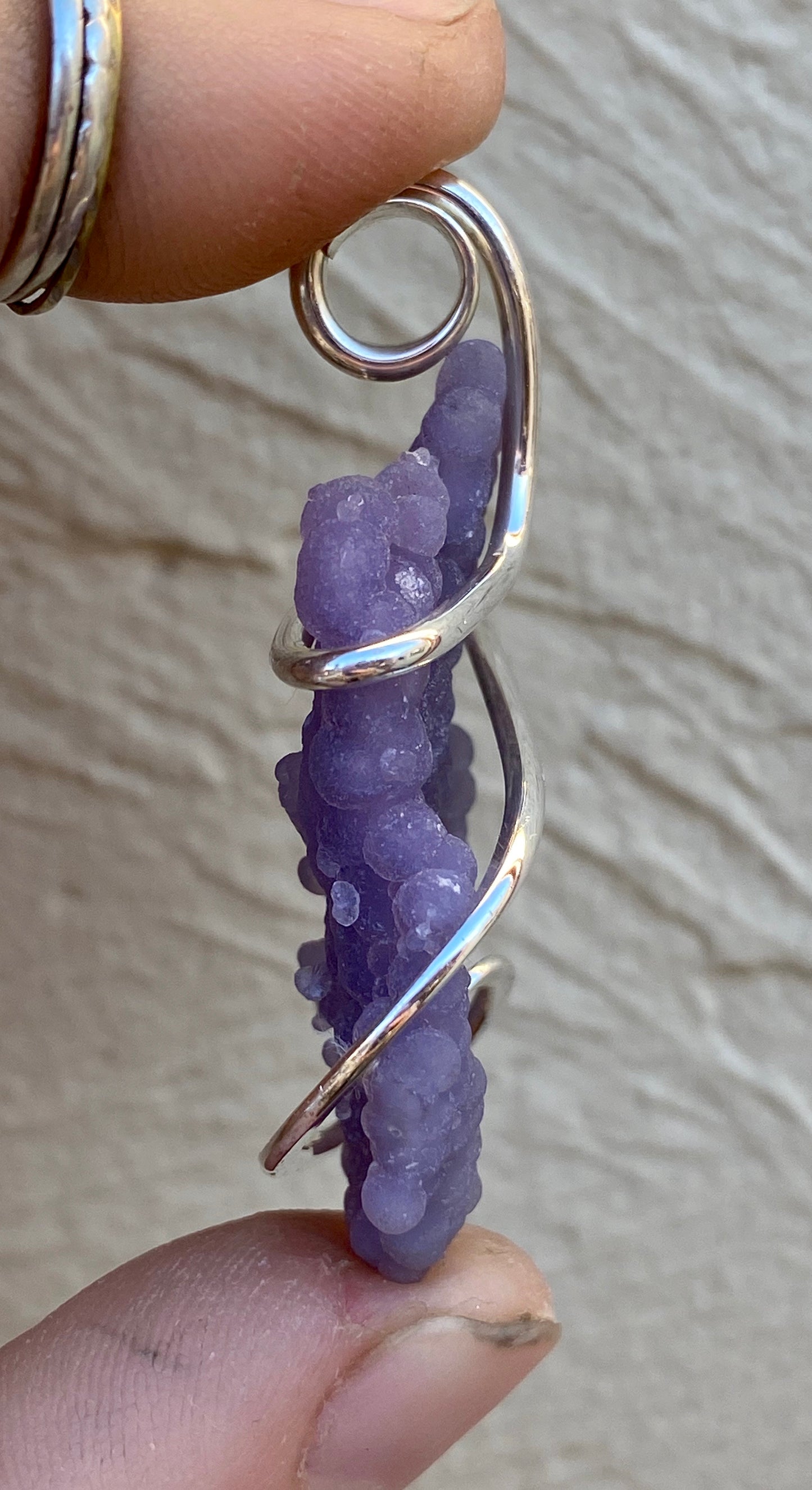 Grape Agate in Sterling Silver Tension Wrapped Pendant