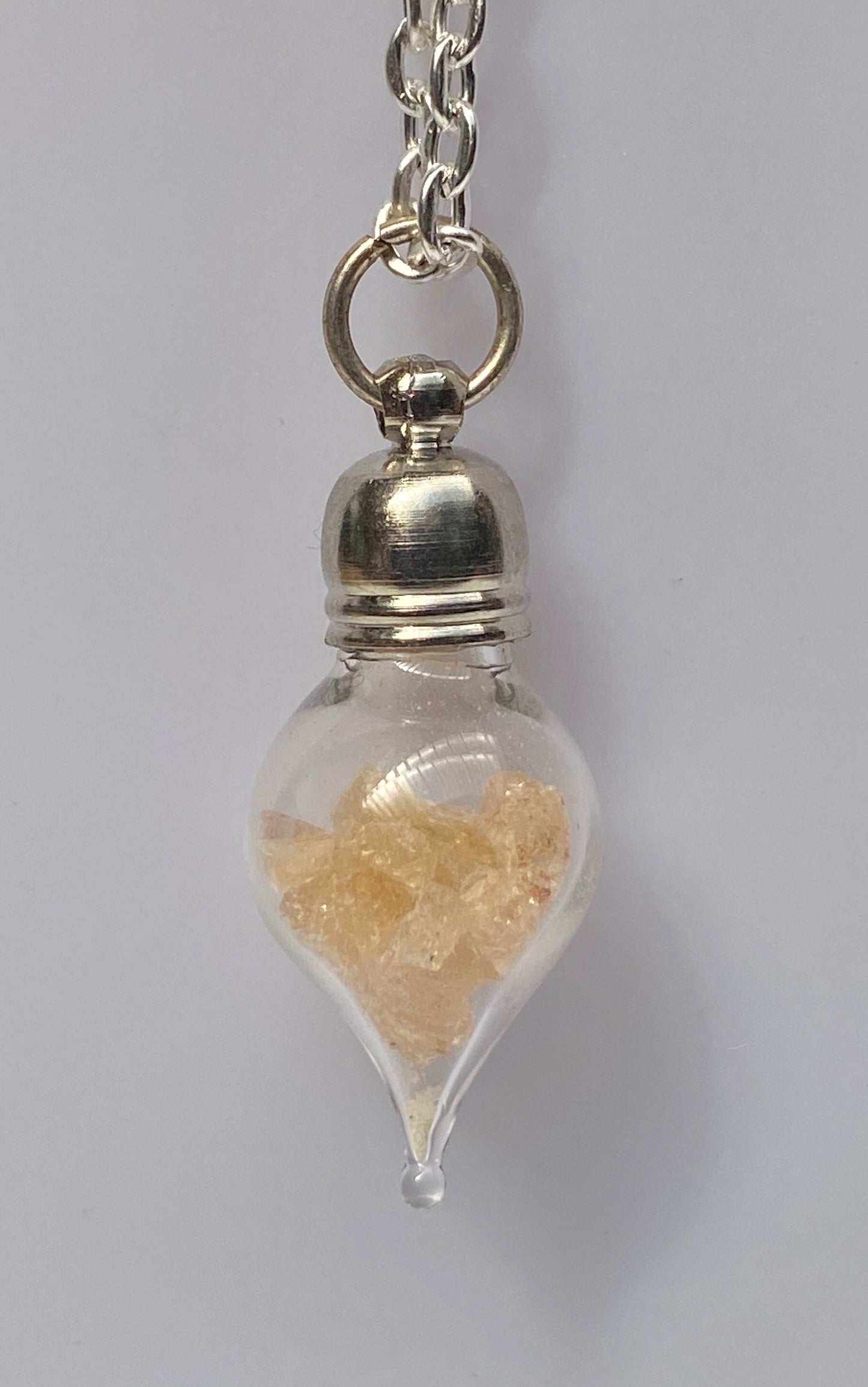 November Birthstone Imperial Topaz Glass Vial Pendant