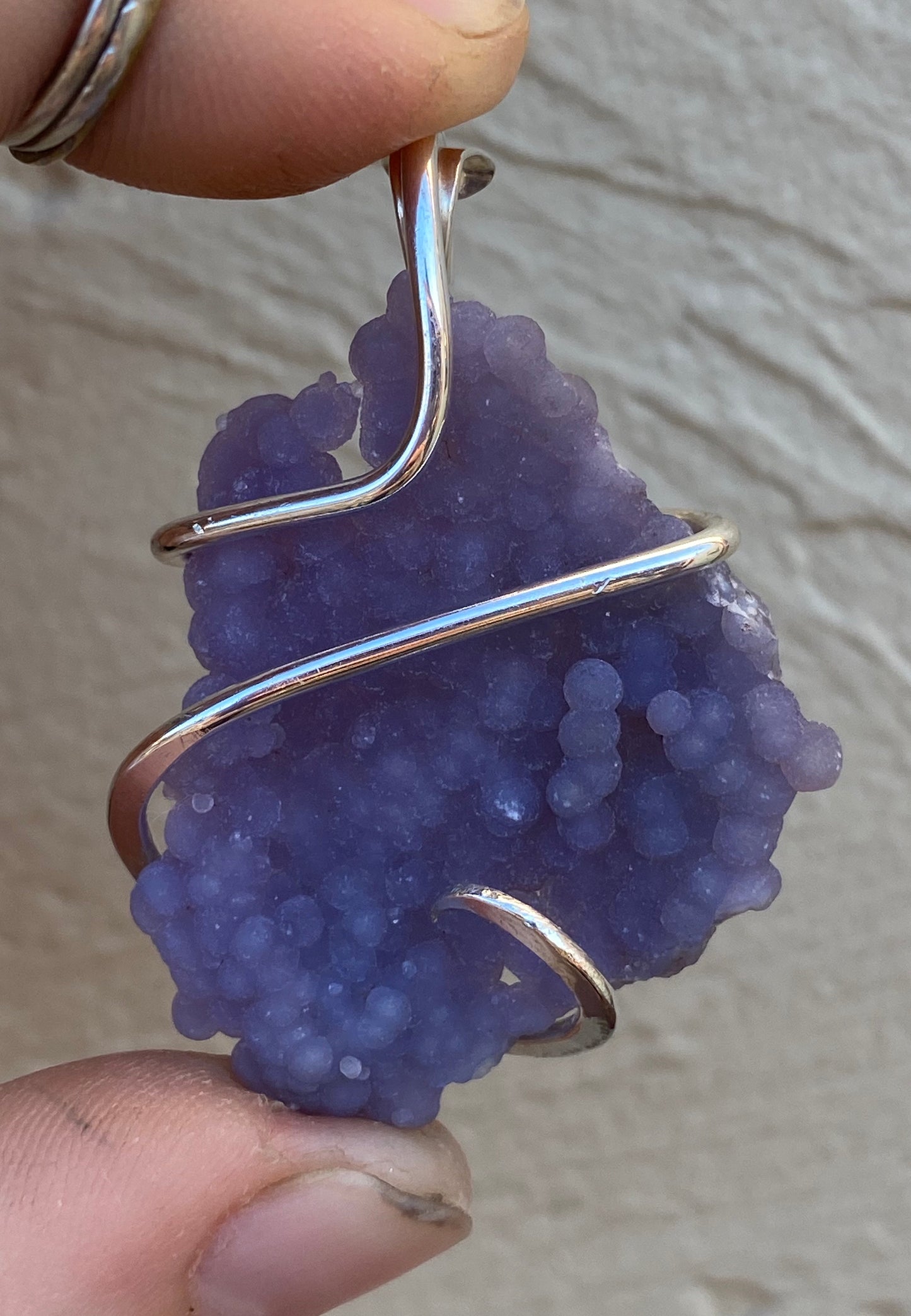 Grape Agate in Sterling Silver Tension Wrapped Pendant