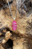 Dyed Agate Druzy in Sterling Silver Tension Wrapped Pendant