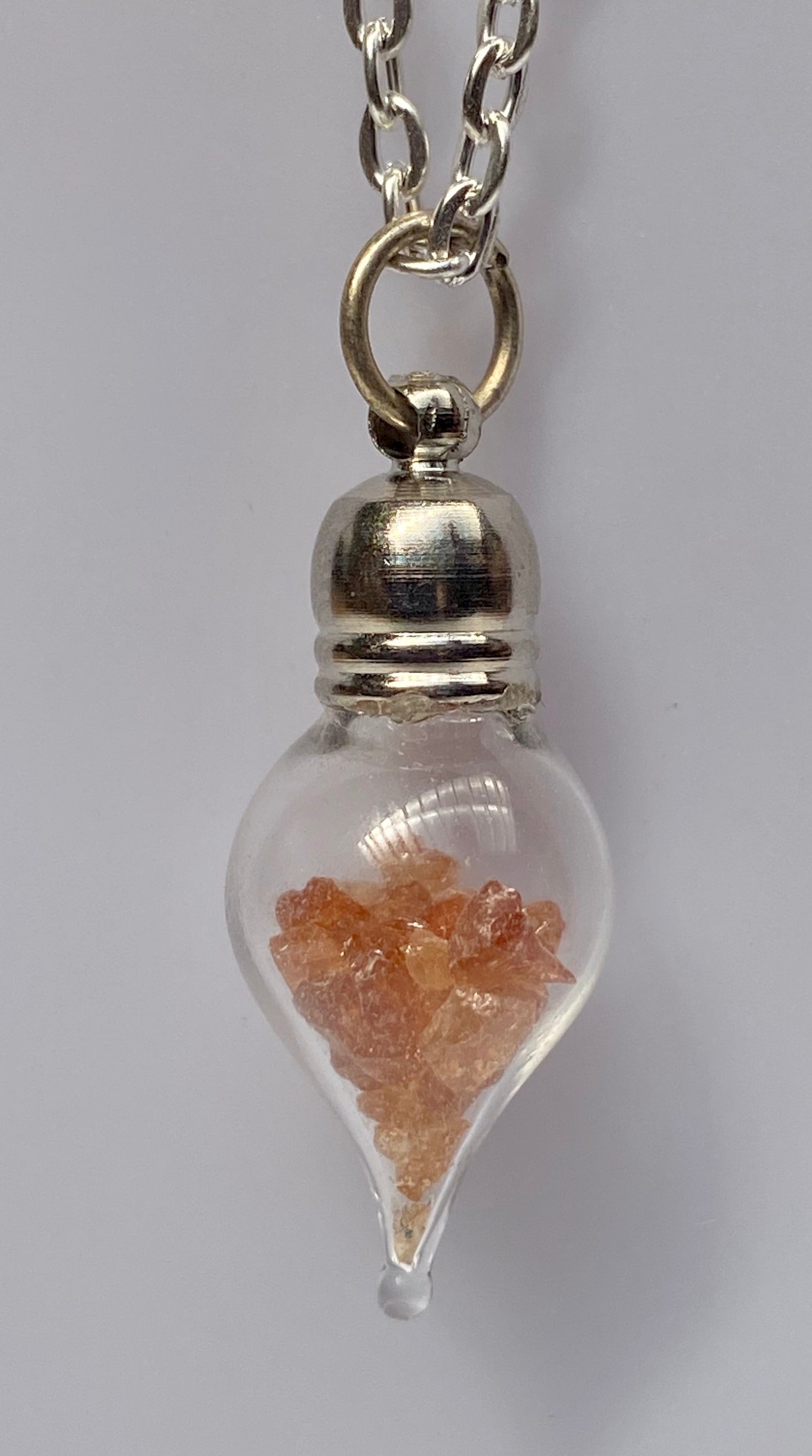 January Birthstone Garnet Glass Vial Pendant