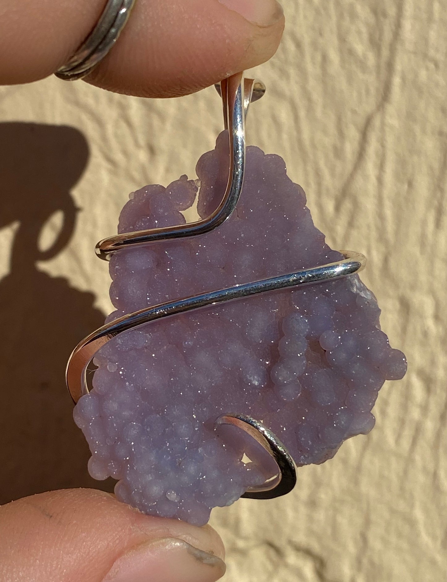 Grape Agate in Sterling Silver Tension Wrapped Pendant