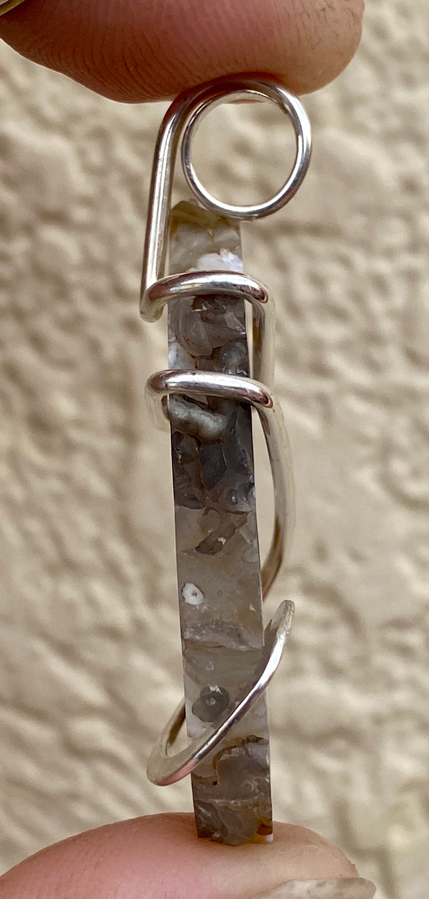 Oco Geode Slice in Sterling Silver Tension Wrapped Pendant