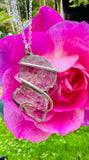 Watermelon Tourmaline Slice in Sterling Silver Tension Wrapped Pendant