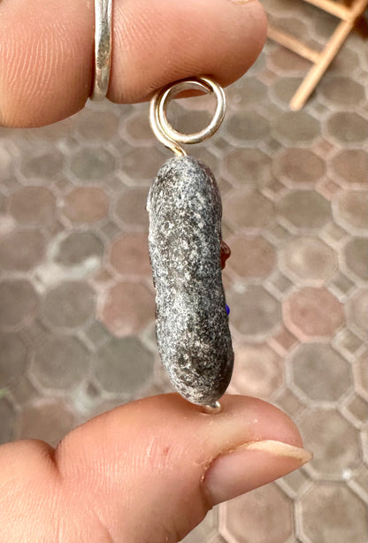 Glass within Stone Lake Erie Beach Glass Pendant