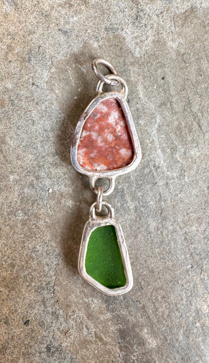 Lake Erie Beach Stone and Glass Pendant