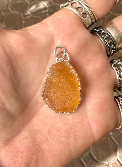 Lake Erie Rare Yellow Beach Glass Pendant