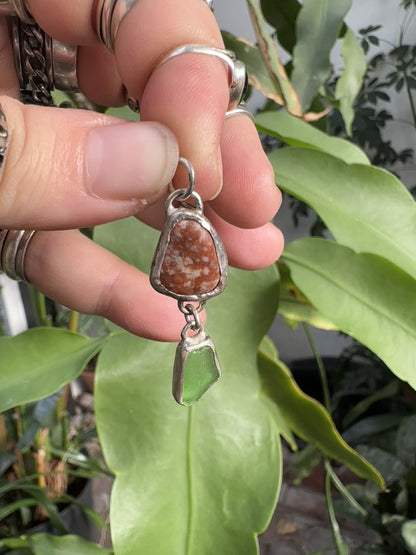 Lake Erie Beach Stone and Glass Pendant