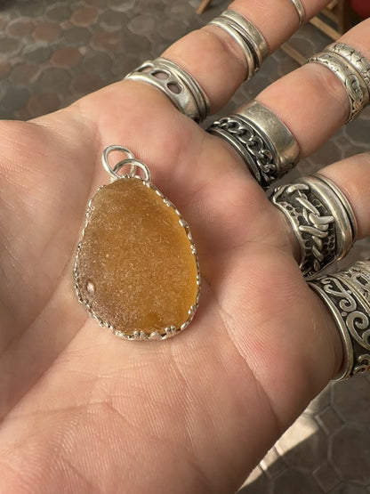 Lake Erie Rare Yellow Beach Glass Pendant